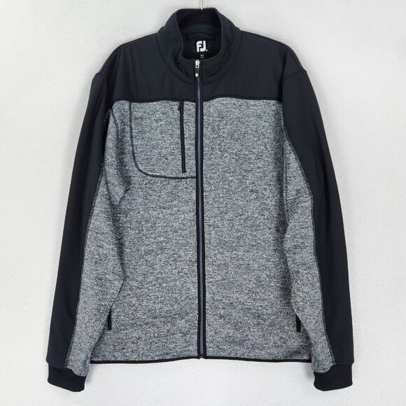 FootJoy Jacket Mens Large Gray Black Full Zip Golf Outdoor Casual Classic FJ - Picture 1 of 11